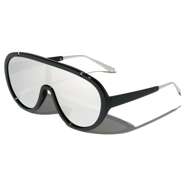 Oversized Shield Sunglasses Silver‎ Mirrored Lens Fashion Visor Sunnies Lentes - Picture 1 of 3